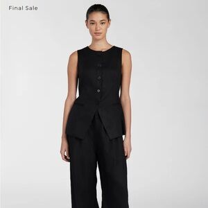 DISSH Alessia Black Linen Long-Line Vest Size 8